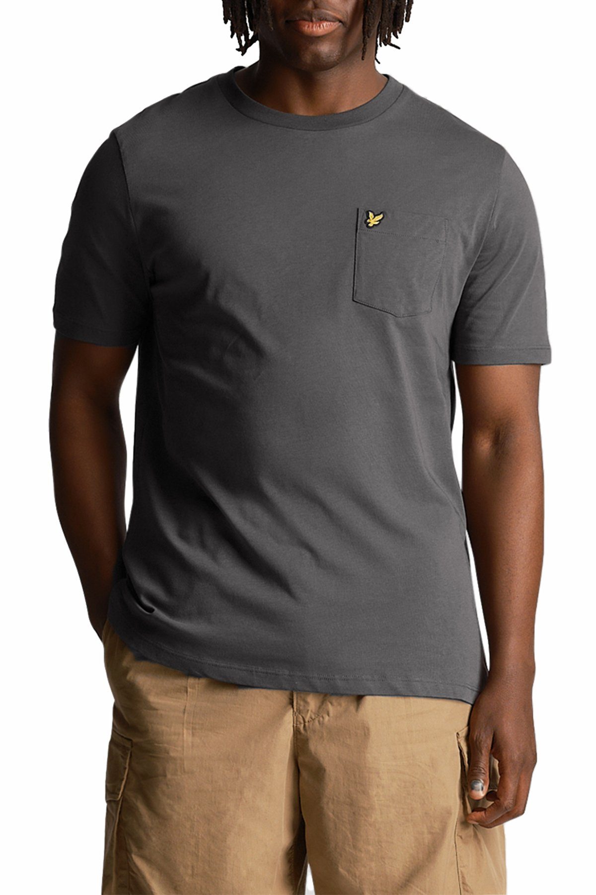 Lyle & Scott T-Shirt Baumwolle, Mit Logo, Rundhalsausschnitt Und Tasche Anthrazit