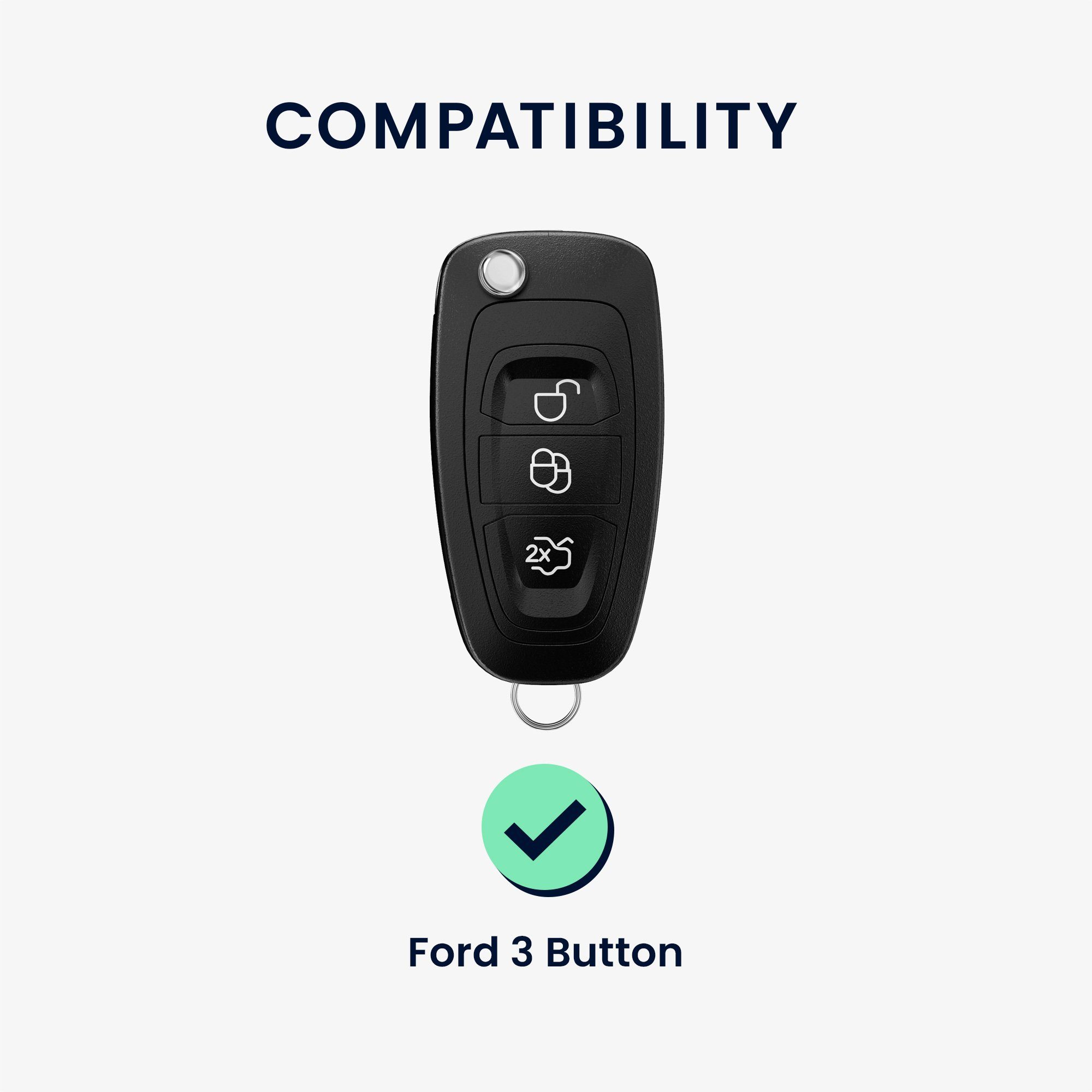 Autoschlüssel, Schlüsselhülle Cover Hülle Ford TPU Autoschlüssel Schlüsseltasche kwmobile für Klapp 3-Tasten