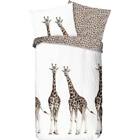Kinderbettwäsche Giraffe, good morning, Renforcé, 2 teilig, mit Giraffen