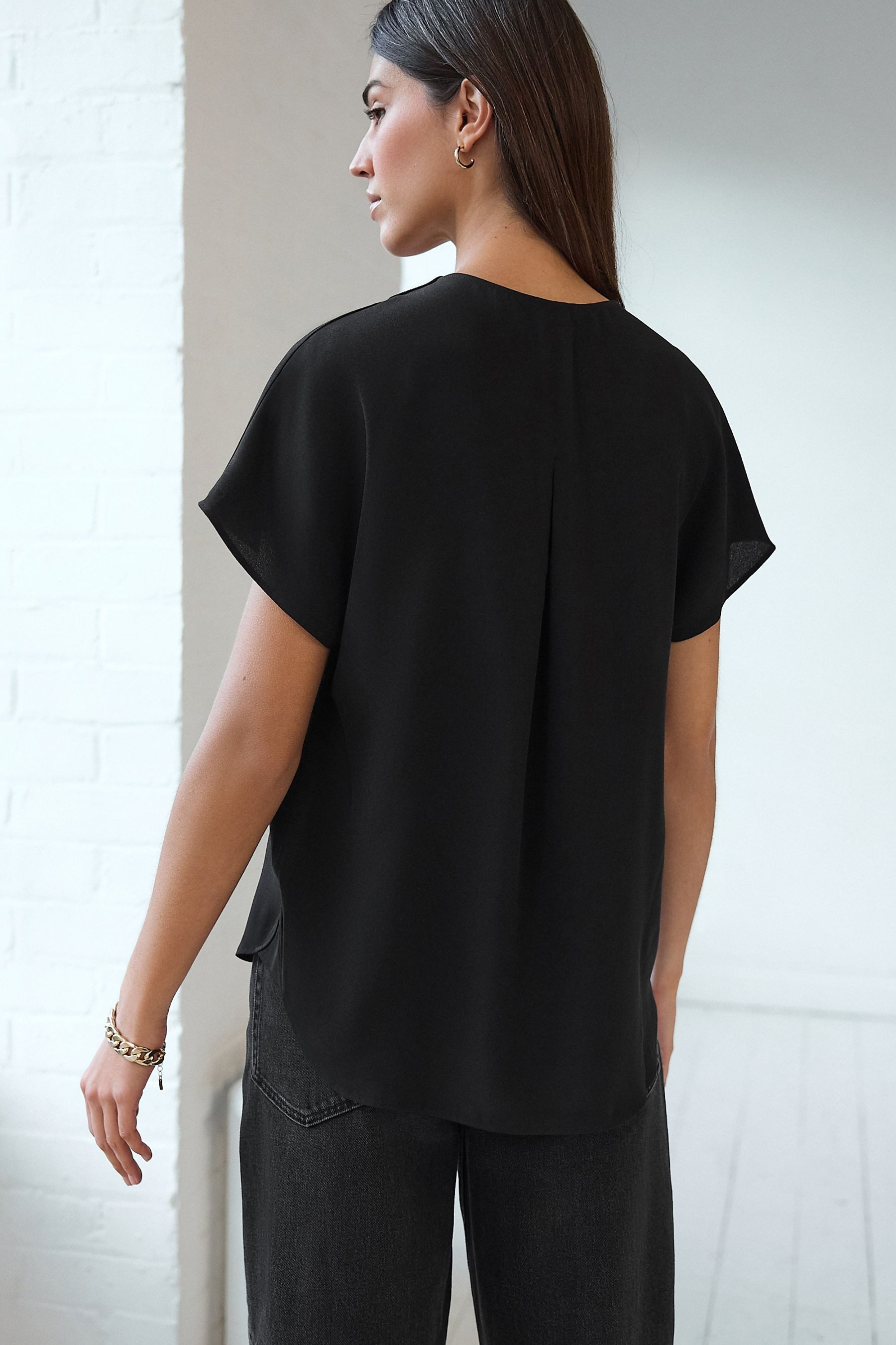 Next Kurzarmbluse Relaxed Fit Schlupfbluse mit günstig online kaufen