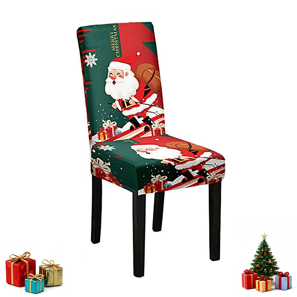 CLTYQ Stuhlhusse Weihnachtsstuhlbezug mit elastischer Rückenabdeckung,wasch günstig online kaufen