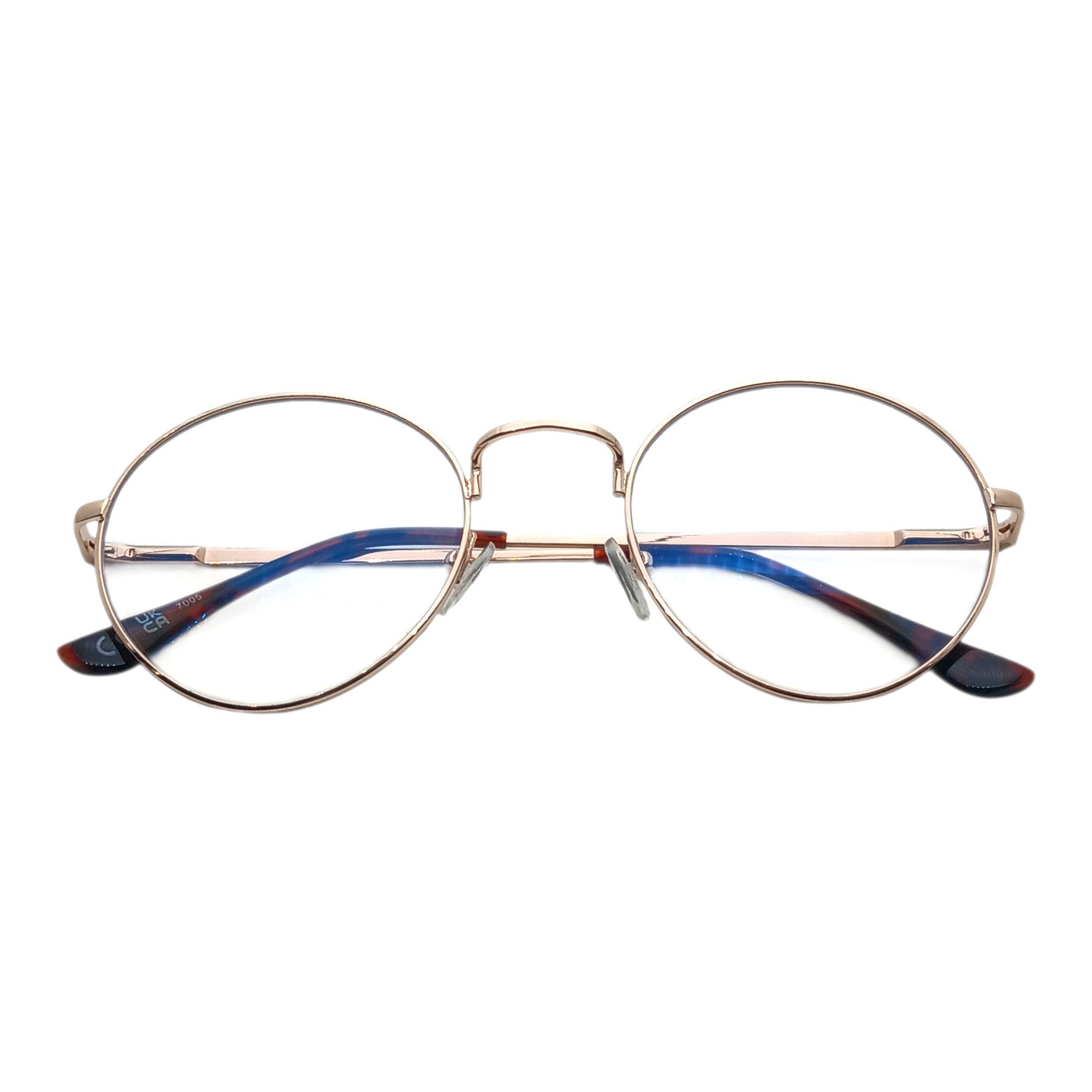 LUXXADA Sonnenbrille (Ovale Computerbrille Gläser mit Blau Licht Filter Panto Form Edelstahlbrille) Gaming und PC Brille aus Metall mit Anti Blue Light Gläser