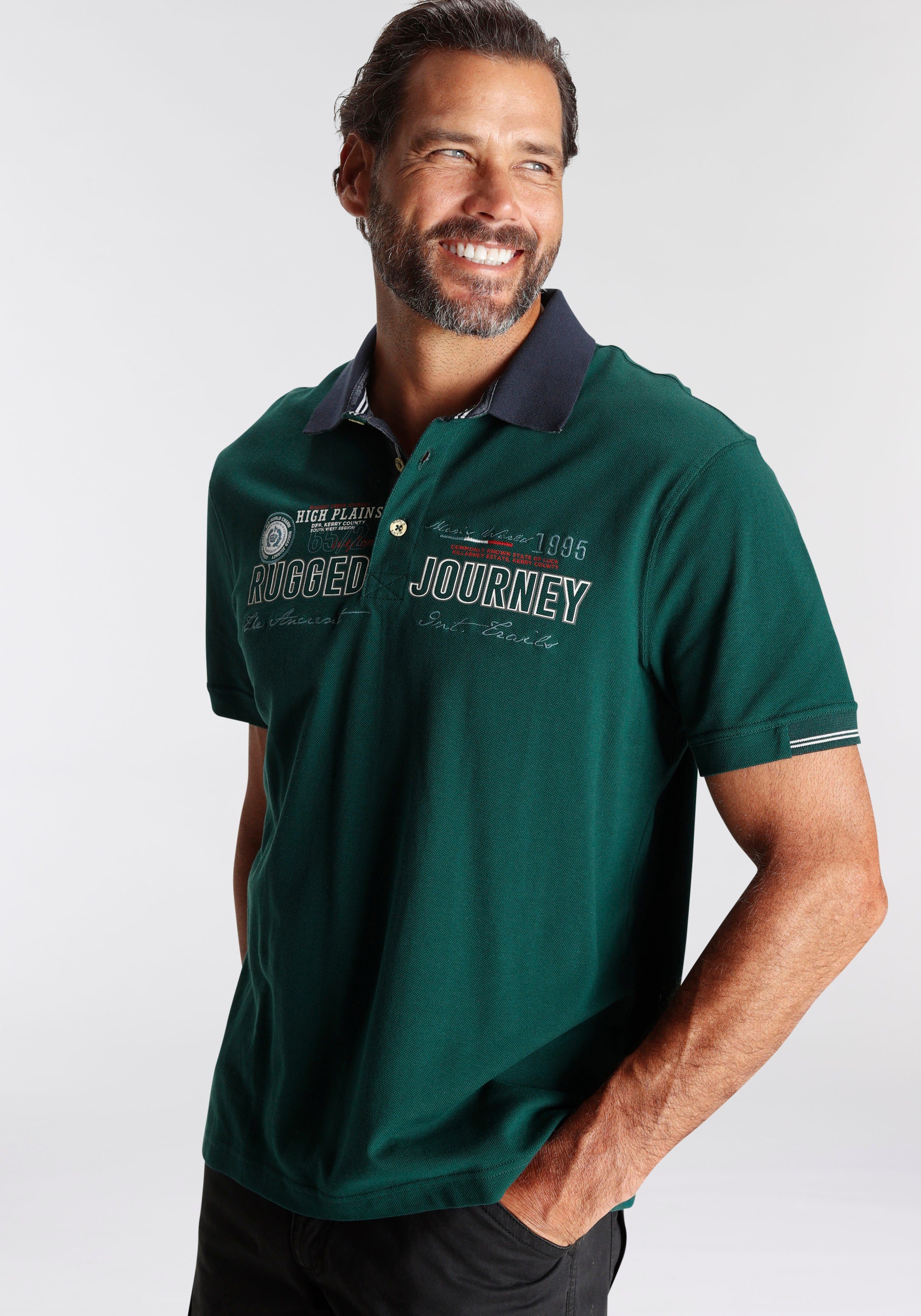 Man's World Poloshirt Kurzarm, mit Print, Stickerei und Badge, Polokragen günstig online kaufen
