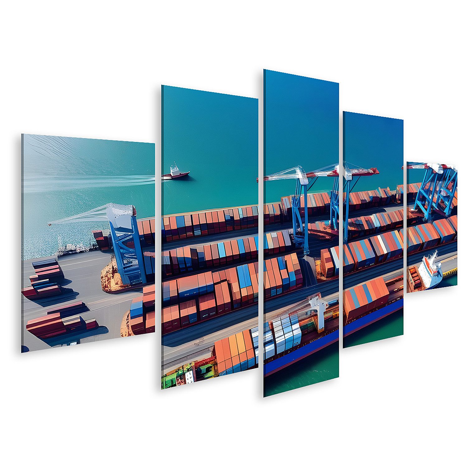 islandburner Leinwandbild Monumentales Wandbild zeigt Frachtschiff beim Containertransport über