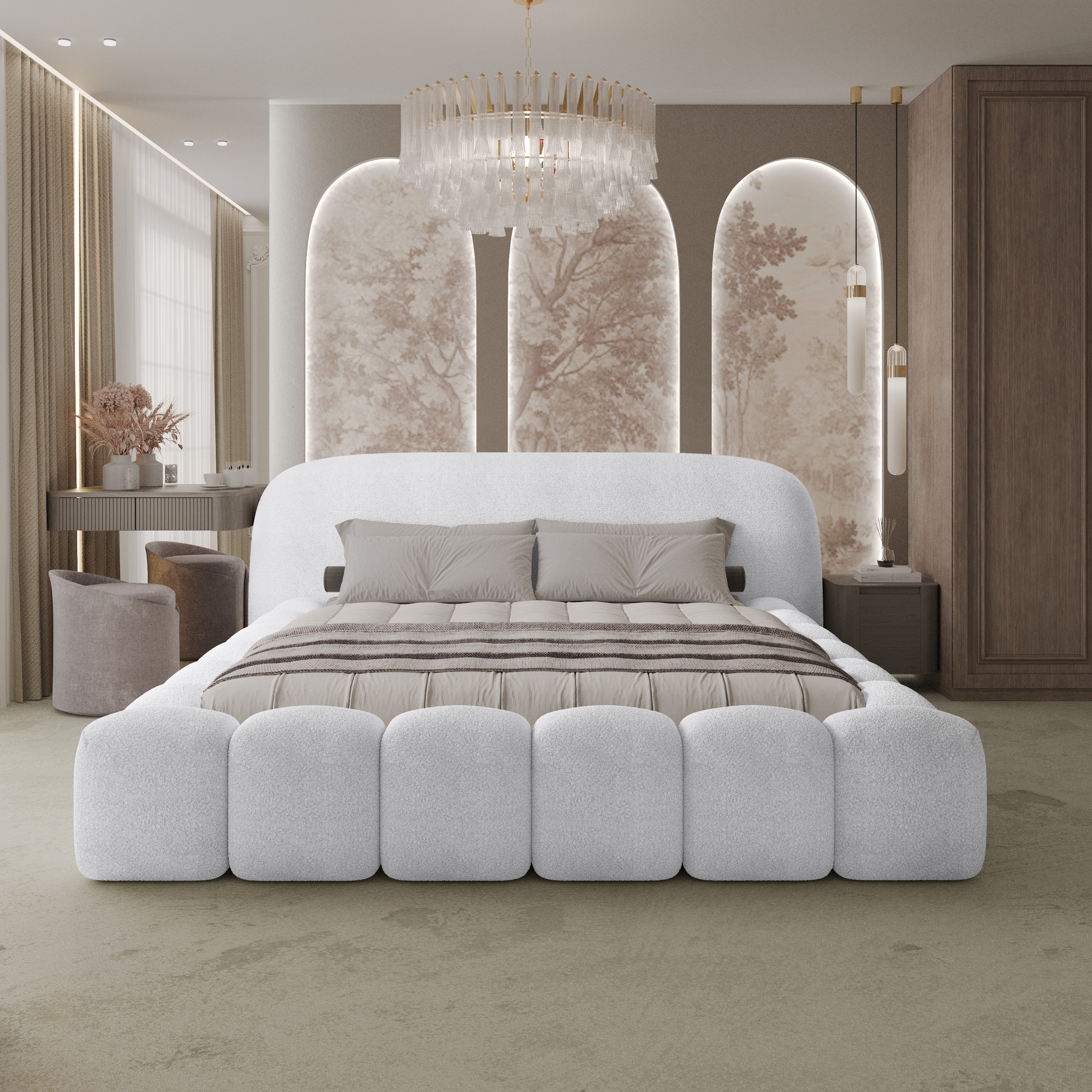 thematys Polsterbett mit Bettkasten, Stauraumbett, Bouclé 140x200 160x200 1 günstig online kaufen