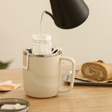 HYTIREBY Thermobecher Thermobecher mit Deckel und Griff (400ml), für heiße und kalte Getränke,coffee