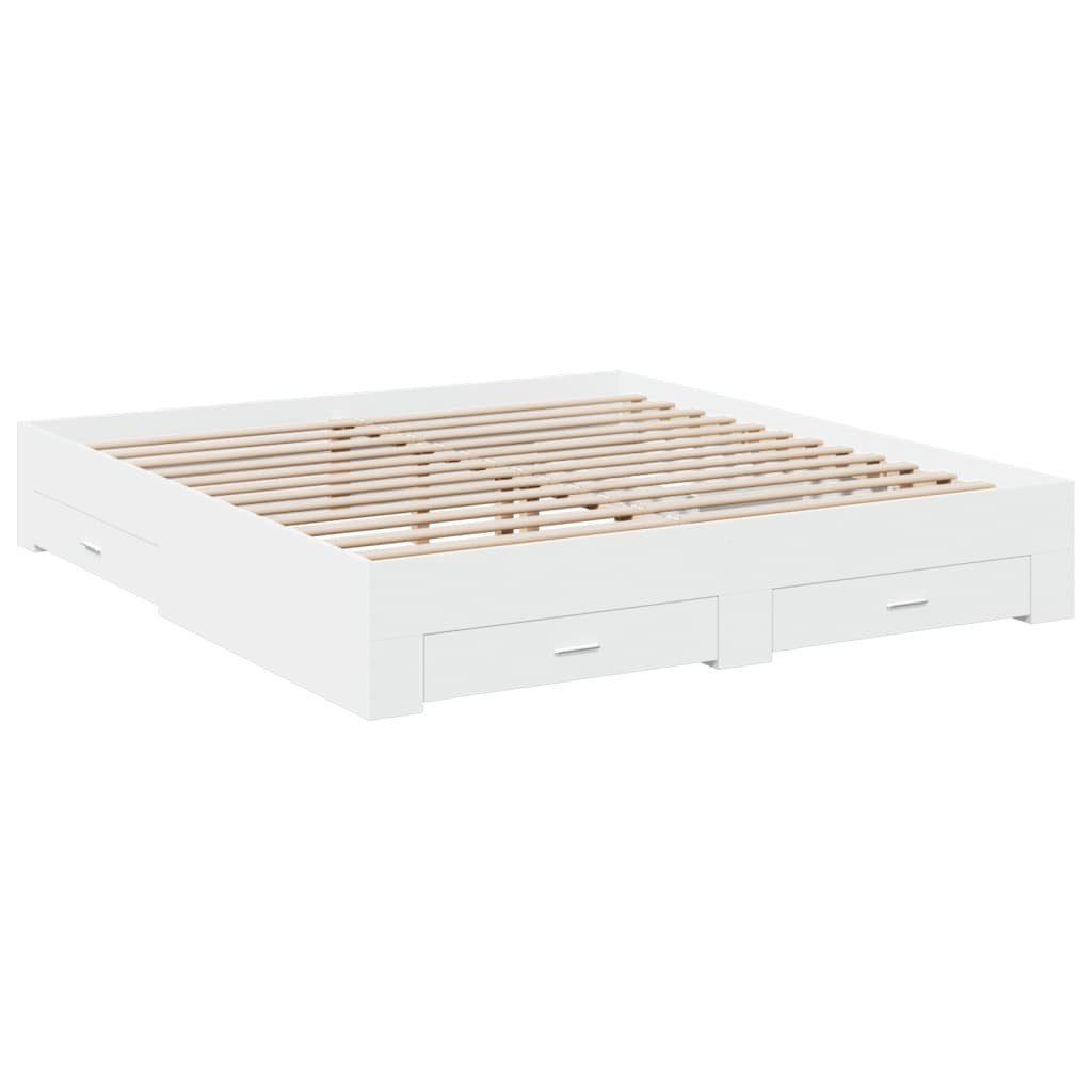 vidaXL Bett Bettgestell mit Schubladen Weiß 200x200 cm Holzwerkstoff