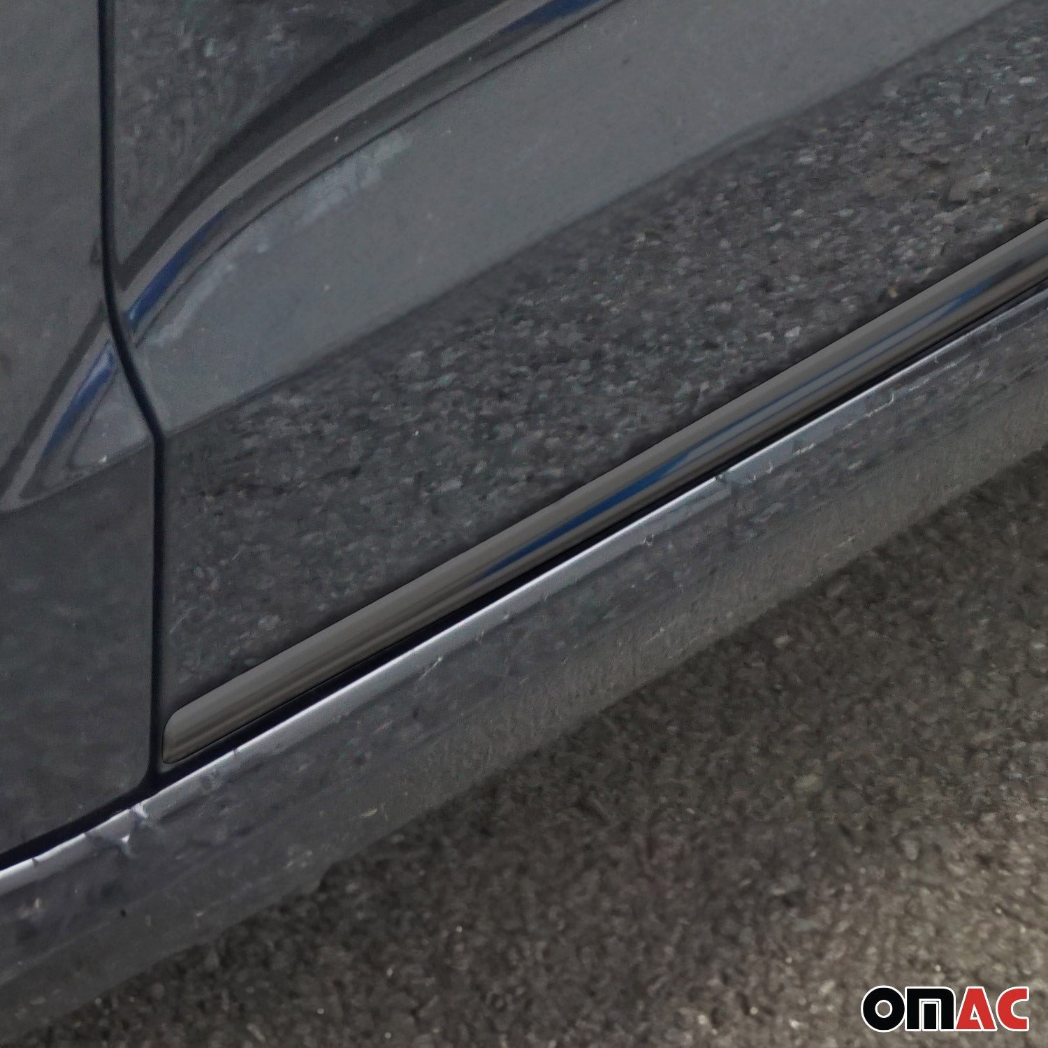 OMAC Zierleisten-Aufkleber Seitentürleisteleiste für BMW X6 E71 E72 2007-2014 Chrom Dunkel 4x, (4tlg), Langlebig,Einfache Reinigung,Einfache Installation,Rostbeständig