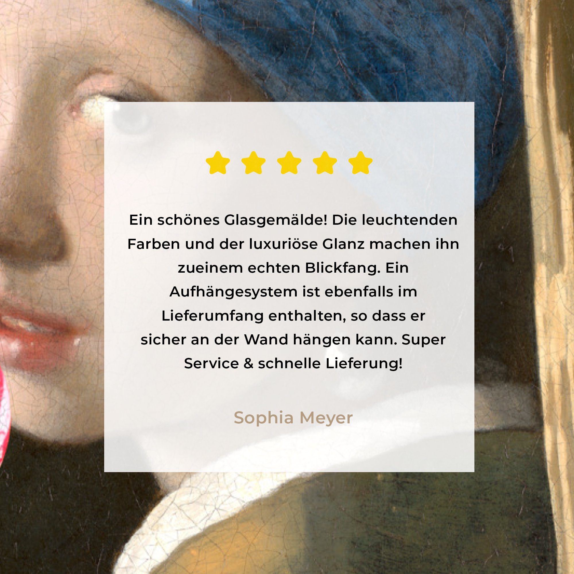 MuchoWow Acrylglasbild Mädchen - auf (1 - Johannes Wandbild Glas auf Vermeer Glasbilder mit - Foto Bilder Lollipop - Perlenohrring St), - bunt Wanddekoration Glas - Rosa