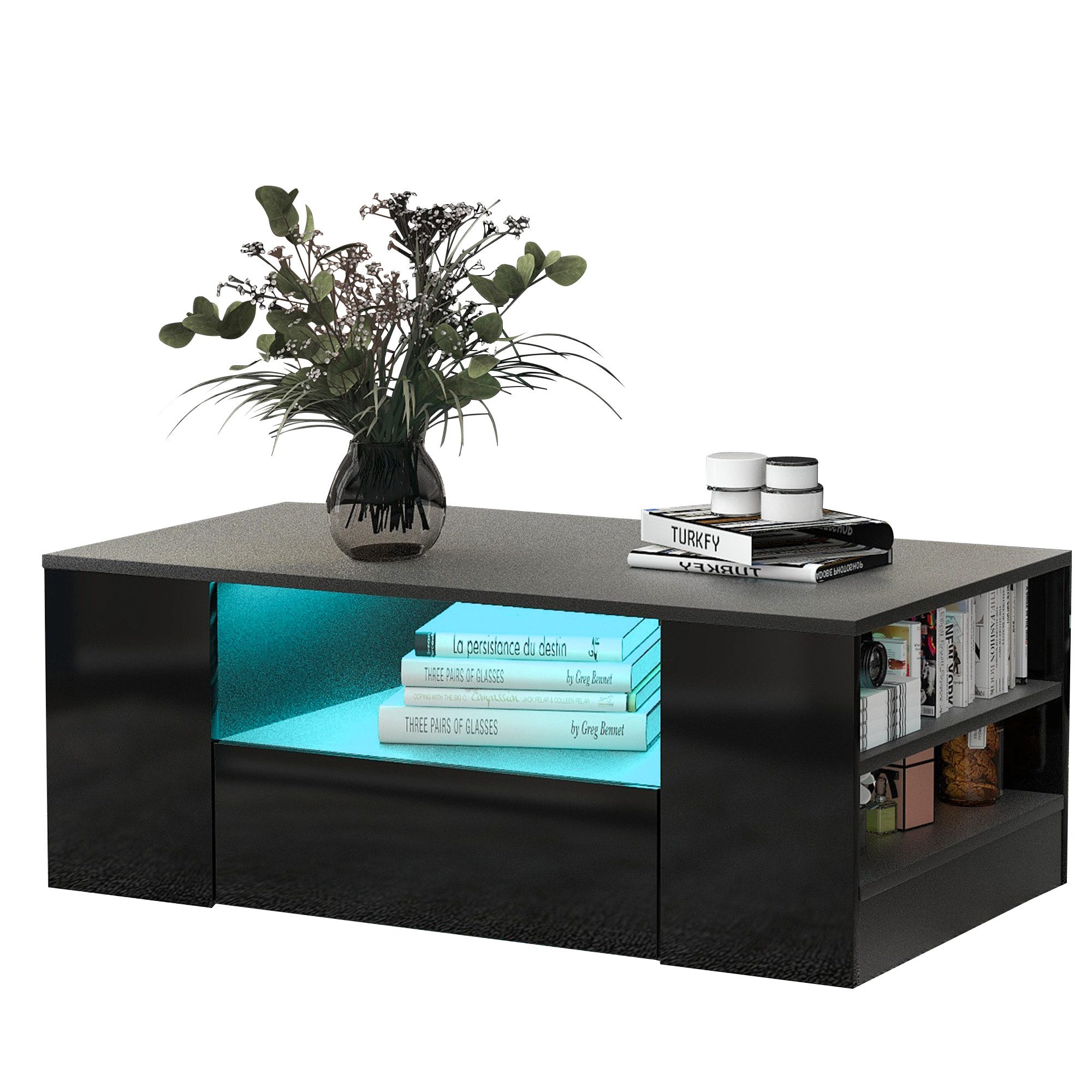 Merax Couchtisch hochglanz Sofatisch mit LED-Beleuchtung, günstig online kaufen