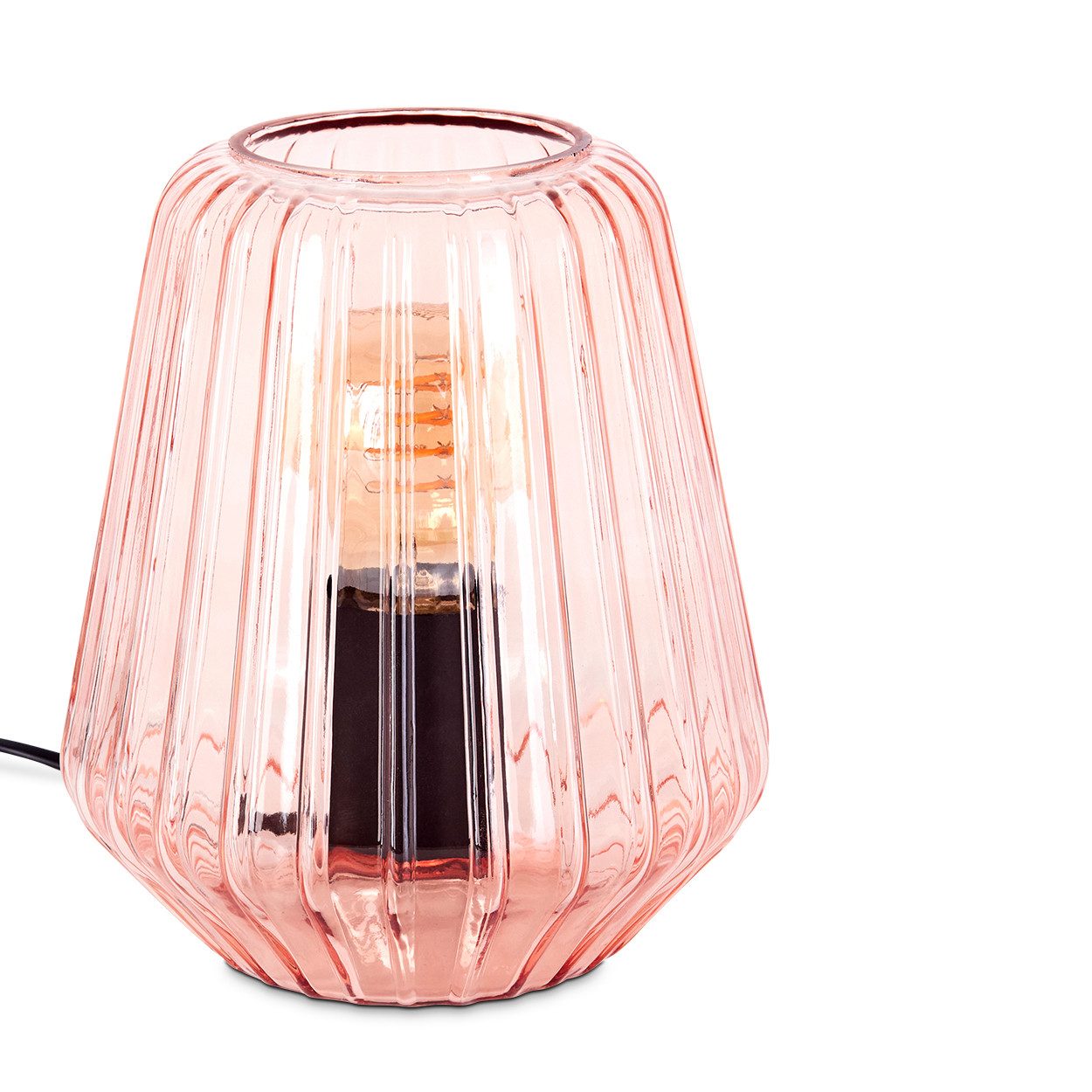 Tischleuchte Tischlampe aus Metall/Glas in Schwarz/Rosa