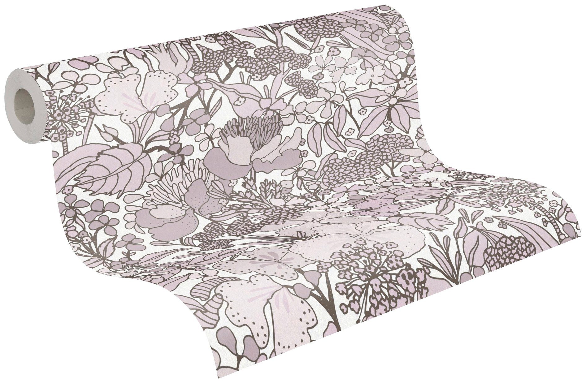Architects Paper Vliestapete Floral Impression, Dschungel glatt, botanisch, Blumentapete floral, creme/braun/weiß Tapete