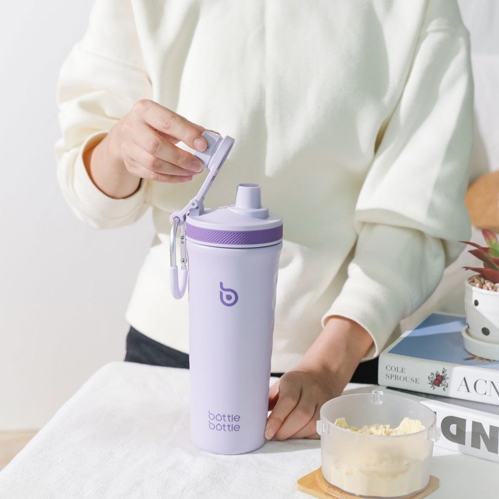 BOTTLE BOTTLE Trinkflasche Shaker Edelstahl Trinkflasche 26oz mit Mischkugel, Protein Shaker für Eiweiß & Fitness, doppelwandig, auslaufsicher