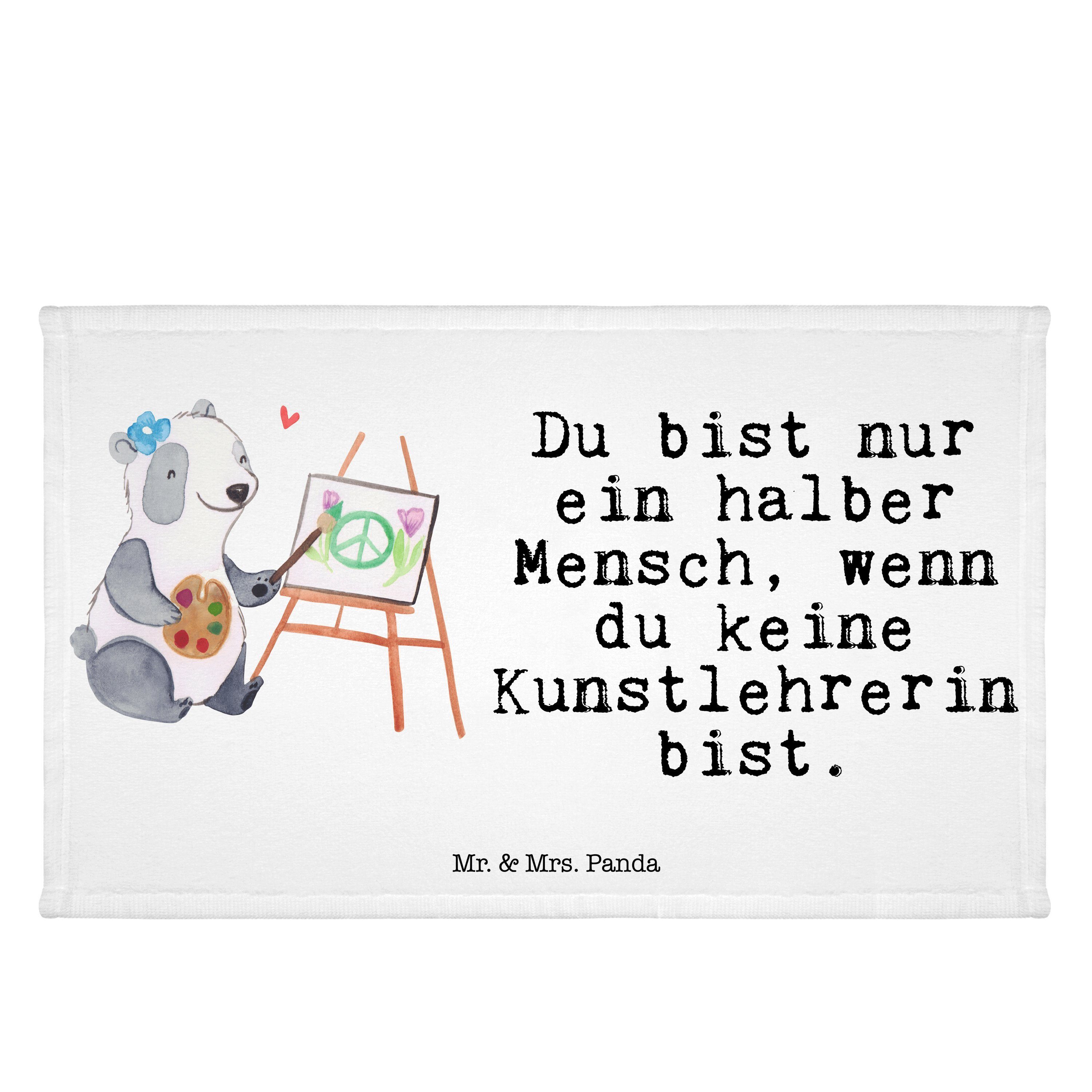 Mr. & Mrs. Panda Handtuch Kunstlehrerin mit Herz - Weiß - Geschenk, Gästetuch, Danke, Kunstschu, (1-St)