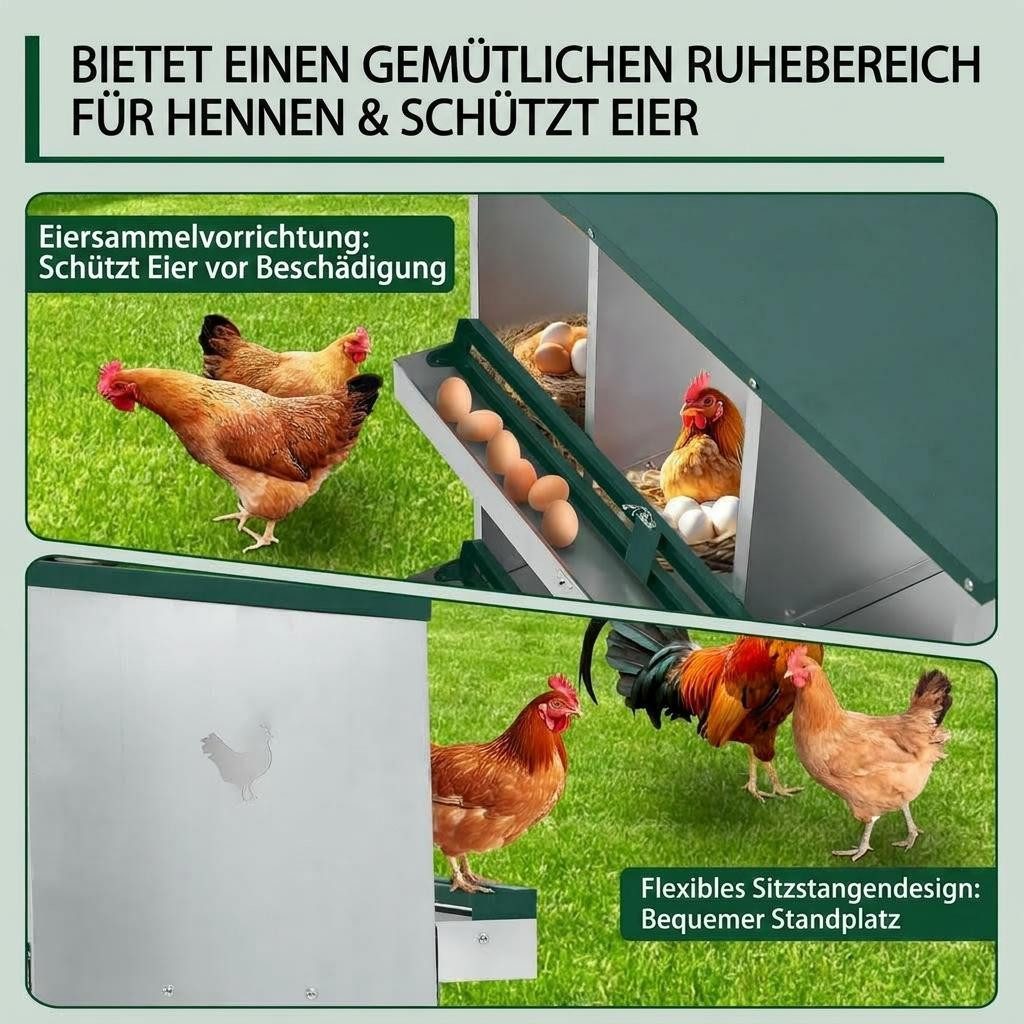 GarveeMore Hühnerstall Nistkasten Hühnernest mit 2/3 Abteile Auffangschalen Hühnerstall – Bild 5 von 5