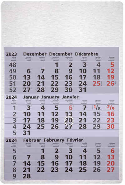 GÜSS Kalender Monatskalender 3-Monatswandkalender Metall 2024, magnetisches Kalendarium