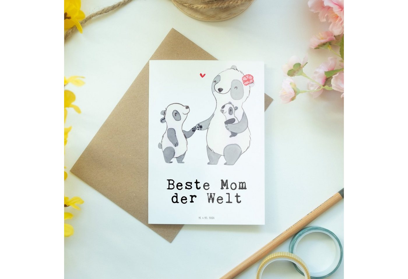 Thumbnail - Mr. & Mrs. Panda Grußkarte Panda Beste Mom der Welt - Weiß - Geschenk, Einladungskarte, Geburtst, Handgefertigt