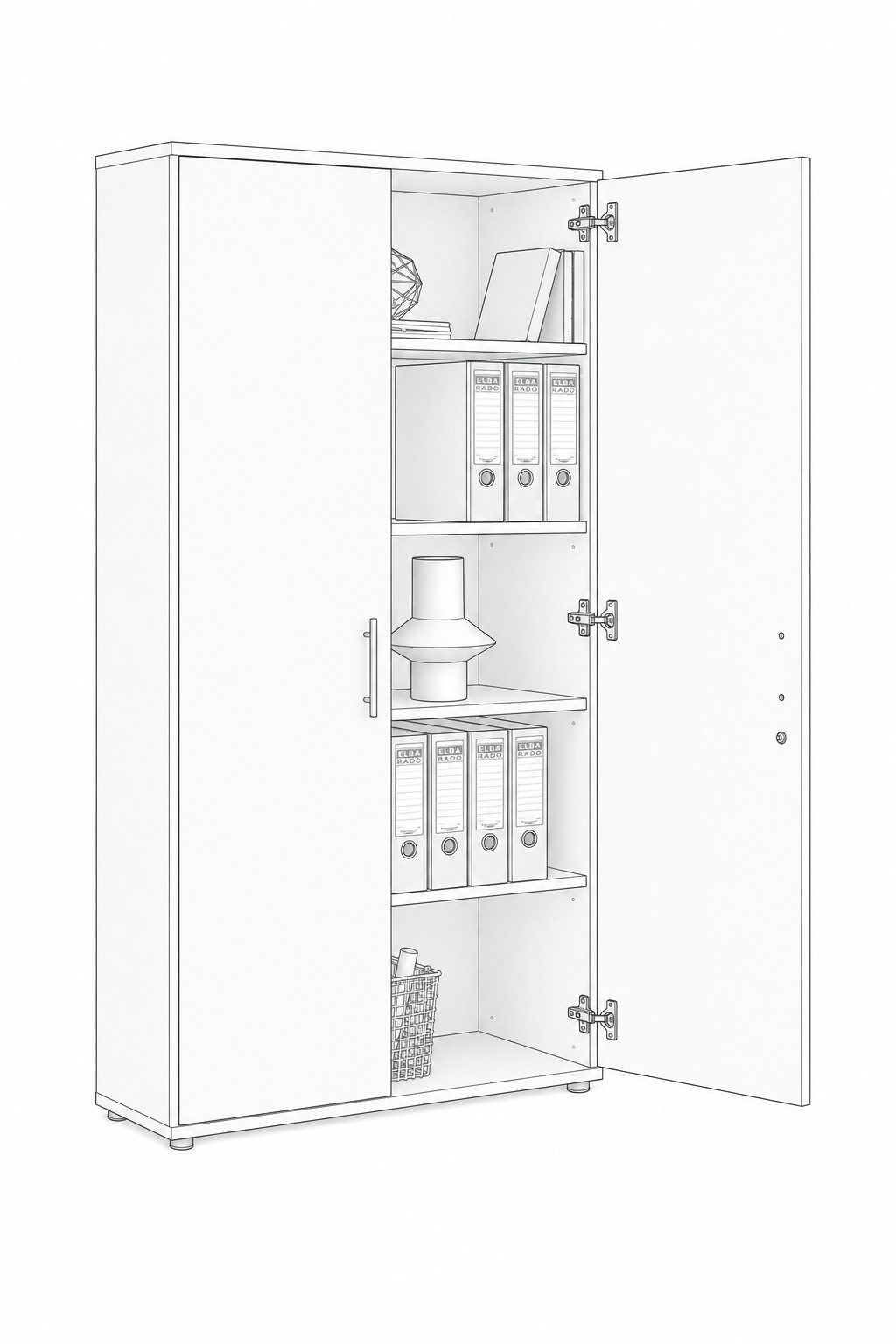 BMG Möbel Aktenschrank Office Edition 3 (Schrankwand Set, Mehrzweckschrank, bestehend aus 2x Aktenregal, 1x Aktenschrank) abschließbar, matt oder Hochglanz lack – Bild 4 von 5