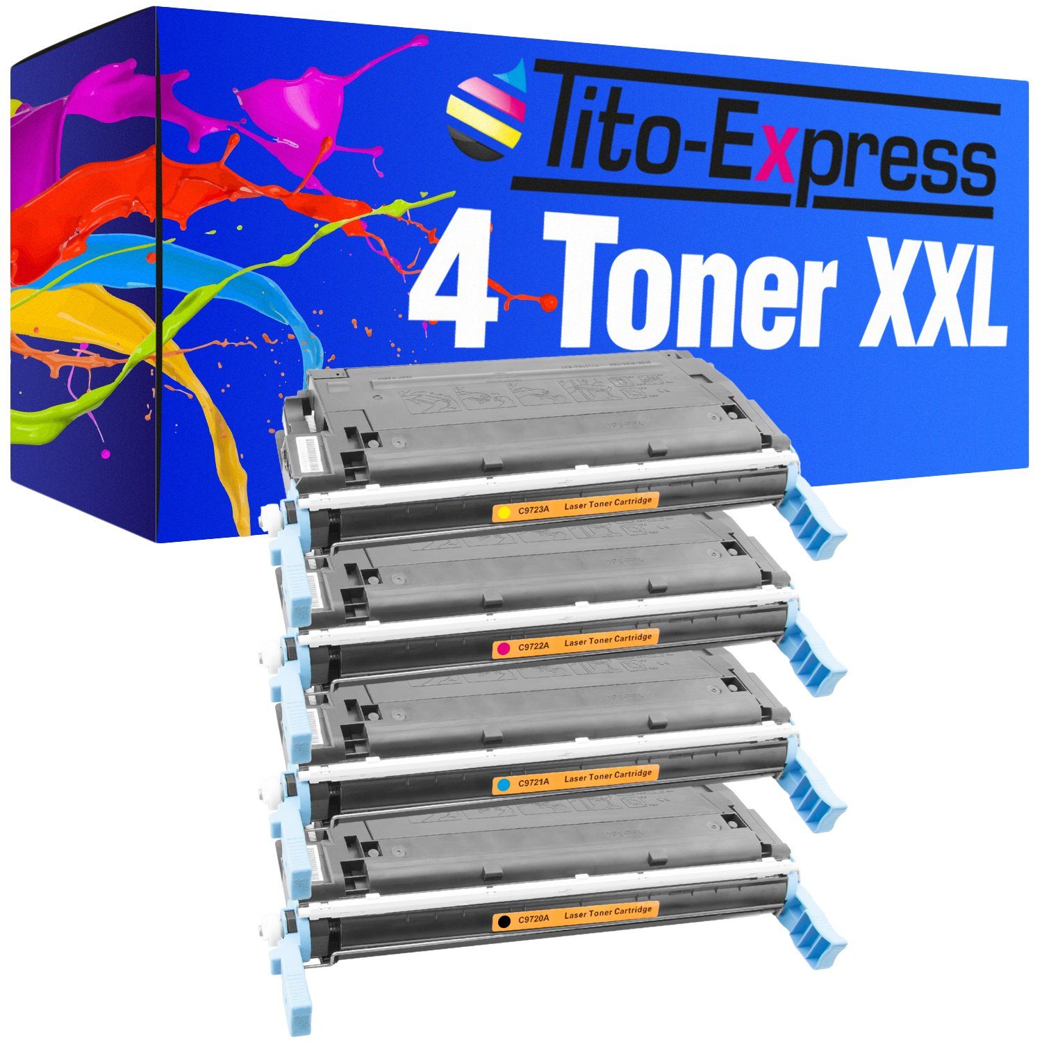 Tito-Express Tonerpatrone 4er Set ersetzt HP C9720A HP C9721A HP C9722A HP C9723A, für Color LaserJet 4600 4600DN 4600DTN 4600HDN 4600N 4610 4610N 4650