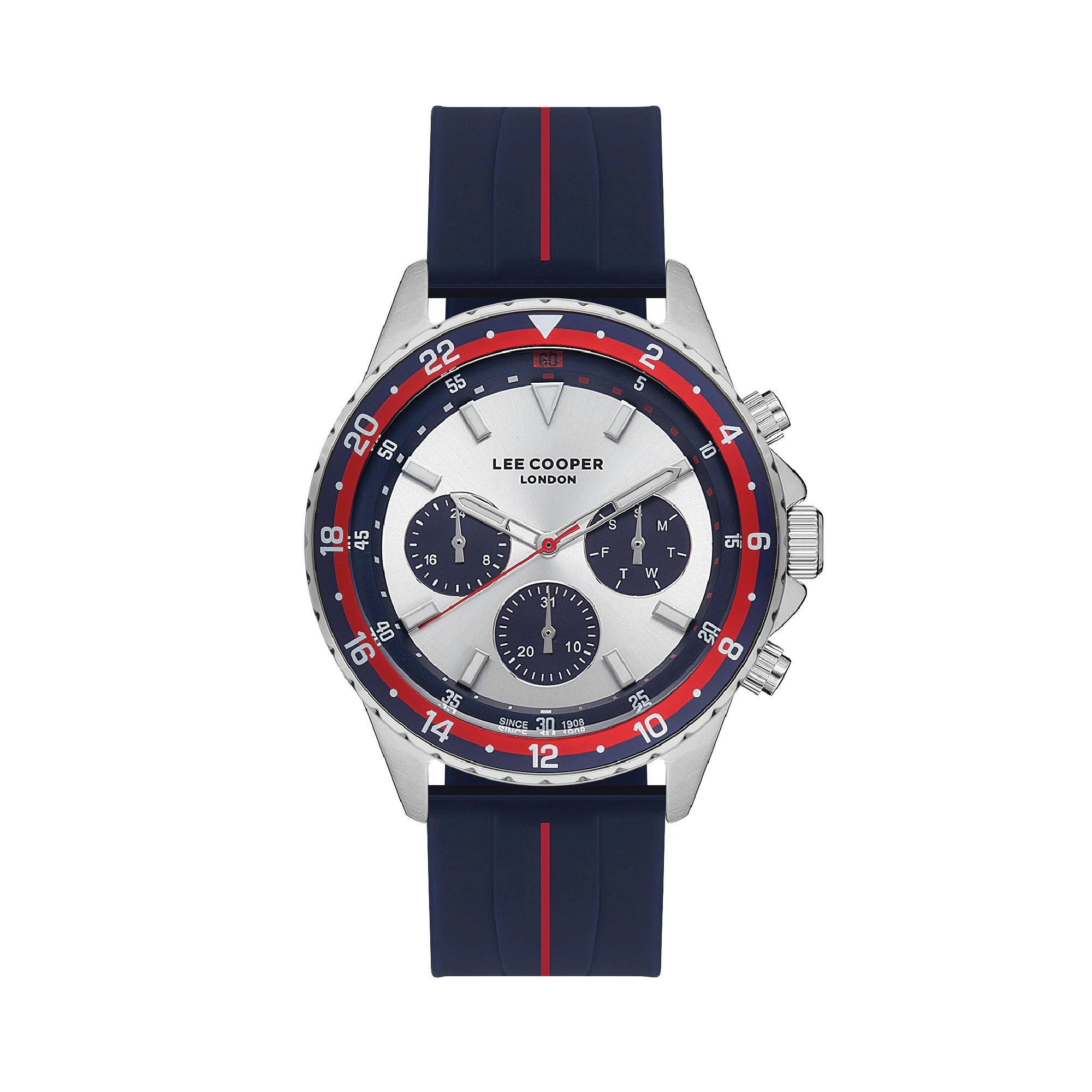 Lee Cooper Multifunktionsuhr Herrenuhr mit Silikonarmband, 45 mm, Herren Armbanduhr LC07210.339