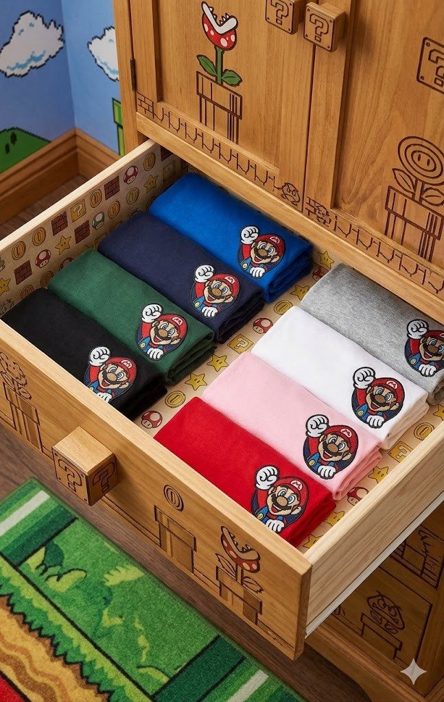 Blondie & Brownie T-Shirt Mario Luigi Super Wario Yoshi Peach Patch Damen T-Shirt Super Mario Bros Retro Patch Damen Shirt