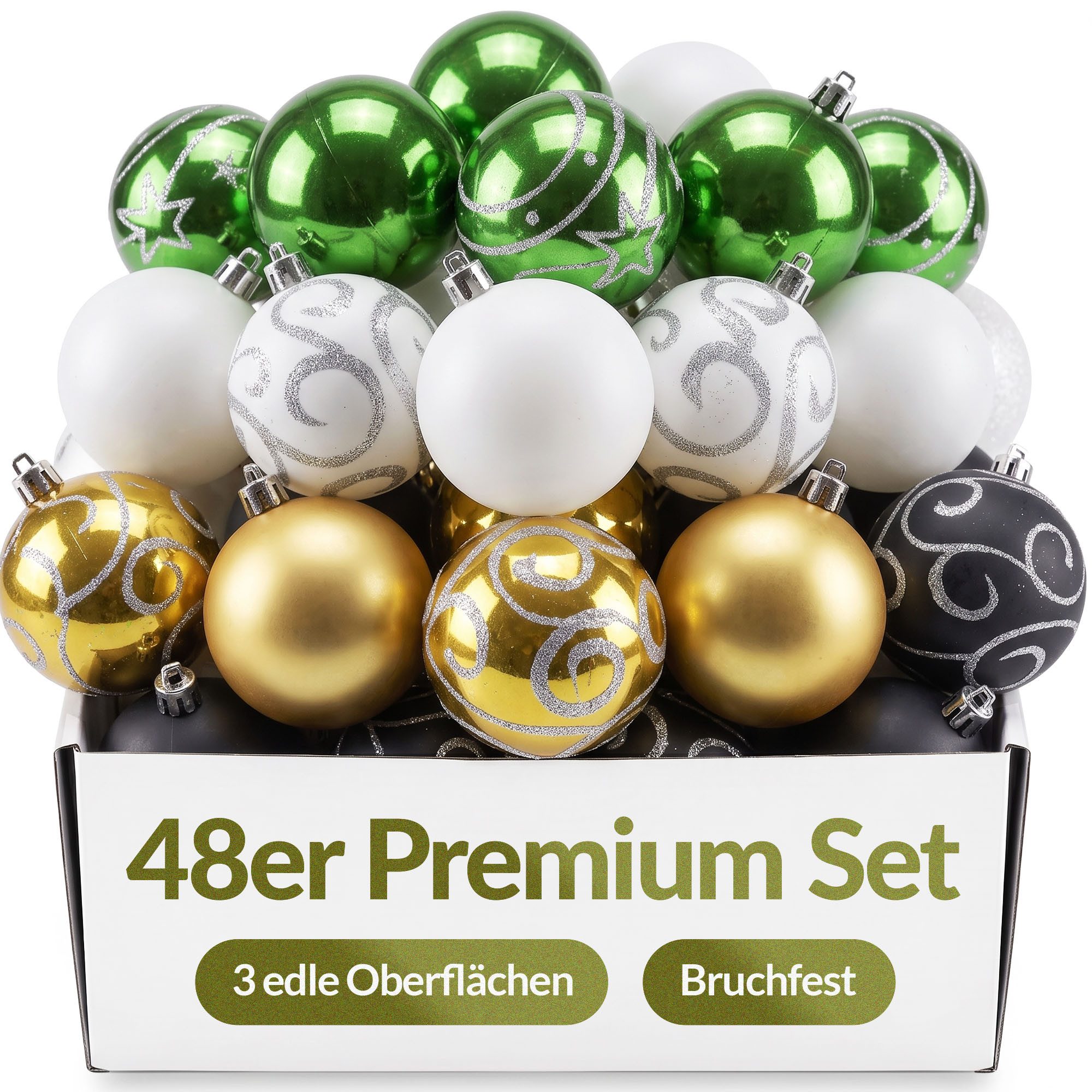 Casaria Weihnachtsbaumkugel (48 St), Christbaumkugeln 48 tlg ∅ 6cm matt glänzend glitzernd. € 23,95