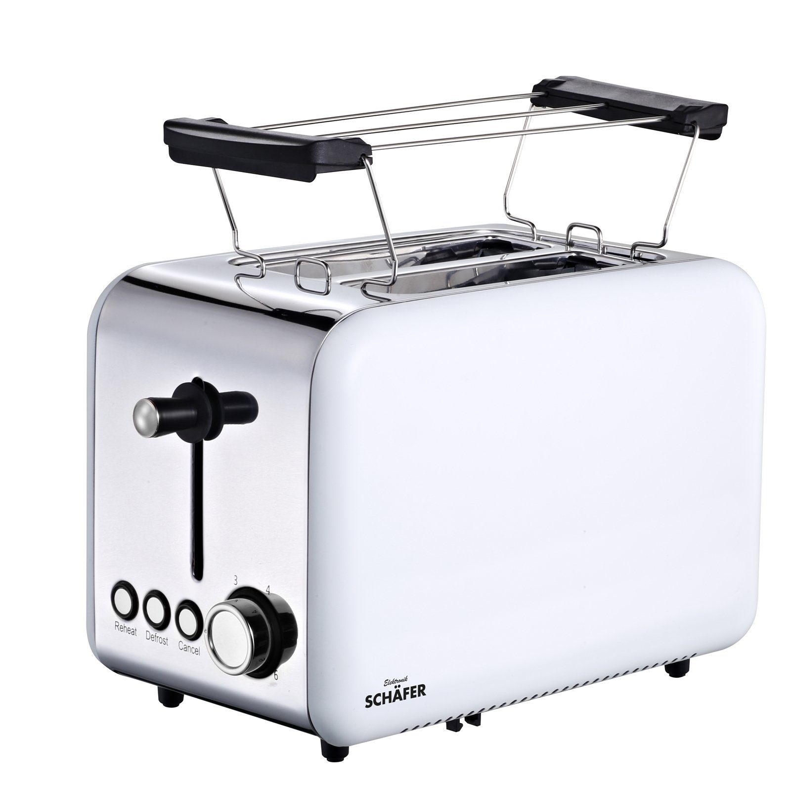 Schäfer Toaster Deluxe, Weiß 2 Schlitz-Toaster, Toaster 850 W