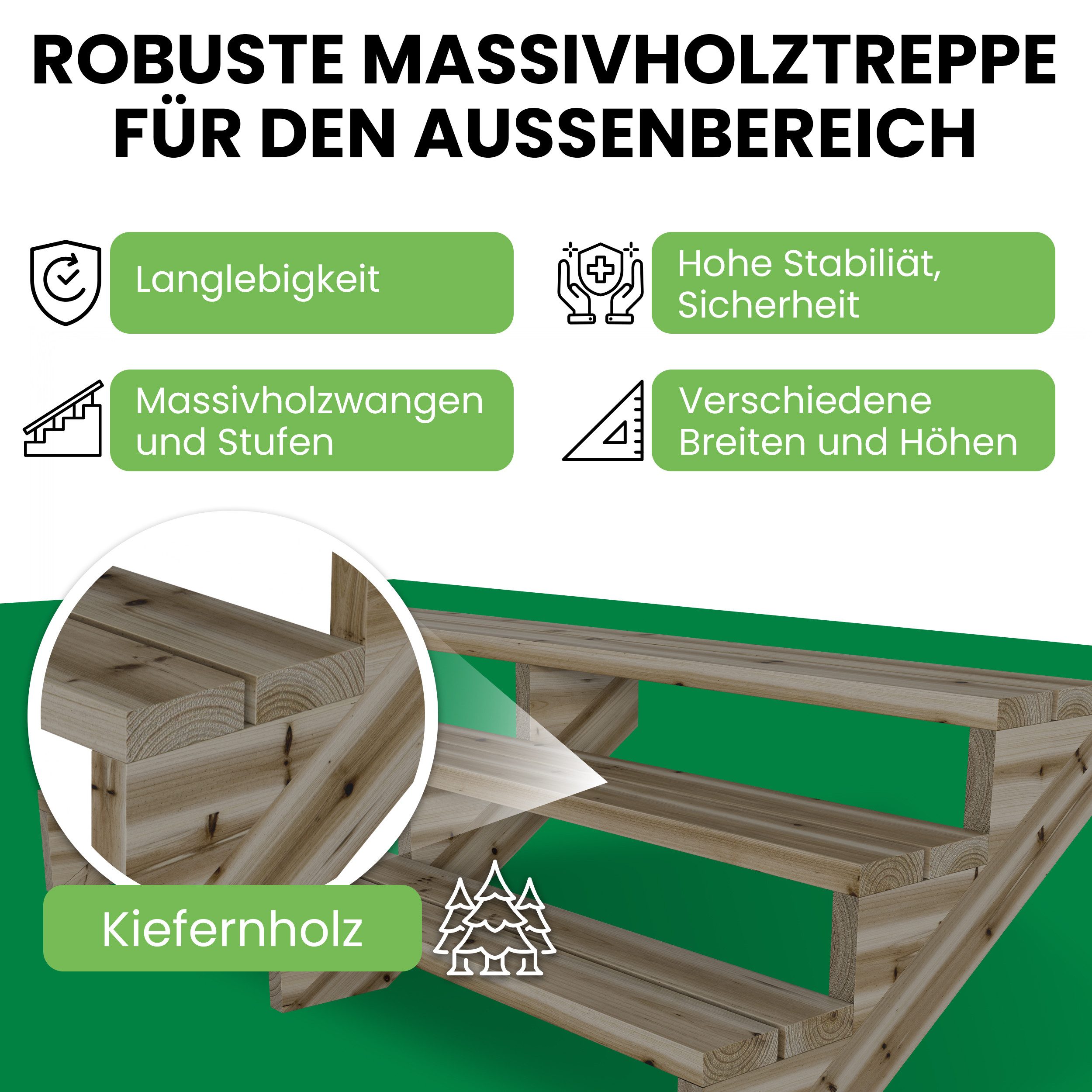Gartenwelt Riegelsberger Außentreppe Terrassentreppe Kiefer kesseldruckimpr günstig online kaufen