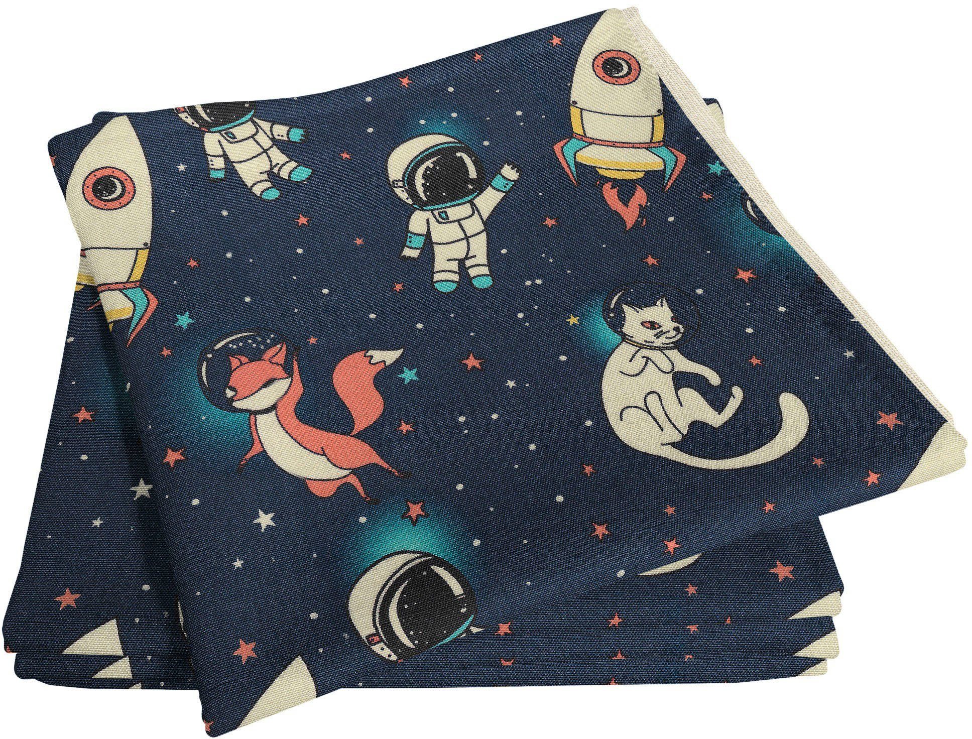 Adam Stoffserviette Space, (4 St), GOTS organic,zertifiziert durch CERES 0242für Kinder