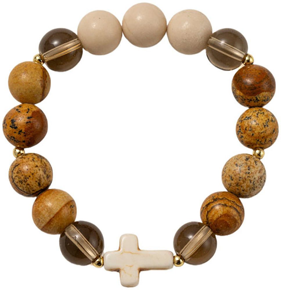 Firetti Armband Schmuck Geschenk Kupfer Armschmuck Armkette Edelstein, Made in Germany - mit Jaspis, Achat, Glasstein, Türkis