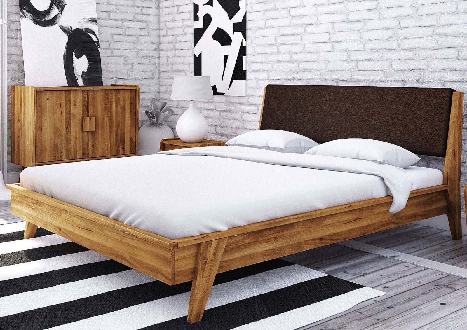 Massivmoebel24 Massivholzbett »ORIGINAL RETRO« (Bett aus robustem  Massivholz, massives Holzbett Bettgestell, 180x200 Wildeiche) online kaufen  | OTTO