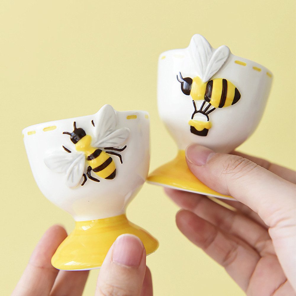 Jumpeak Eierbecher Keramik Eierbecher für weich hart gekochte Eier,Keramische Eierhalter, Gekochte Eier Frühstückseihalter,Eierbecher Porzellan,Ostergeschenk – Bild 3 von 5