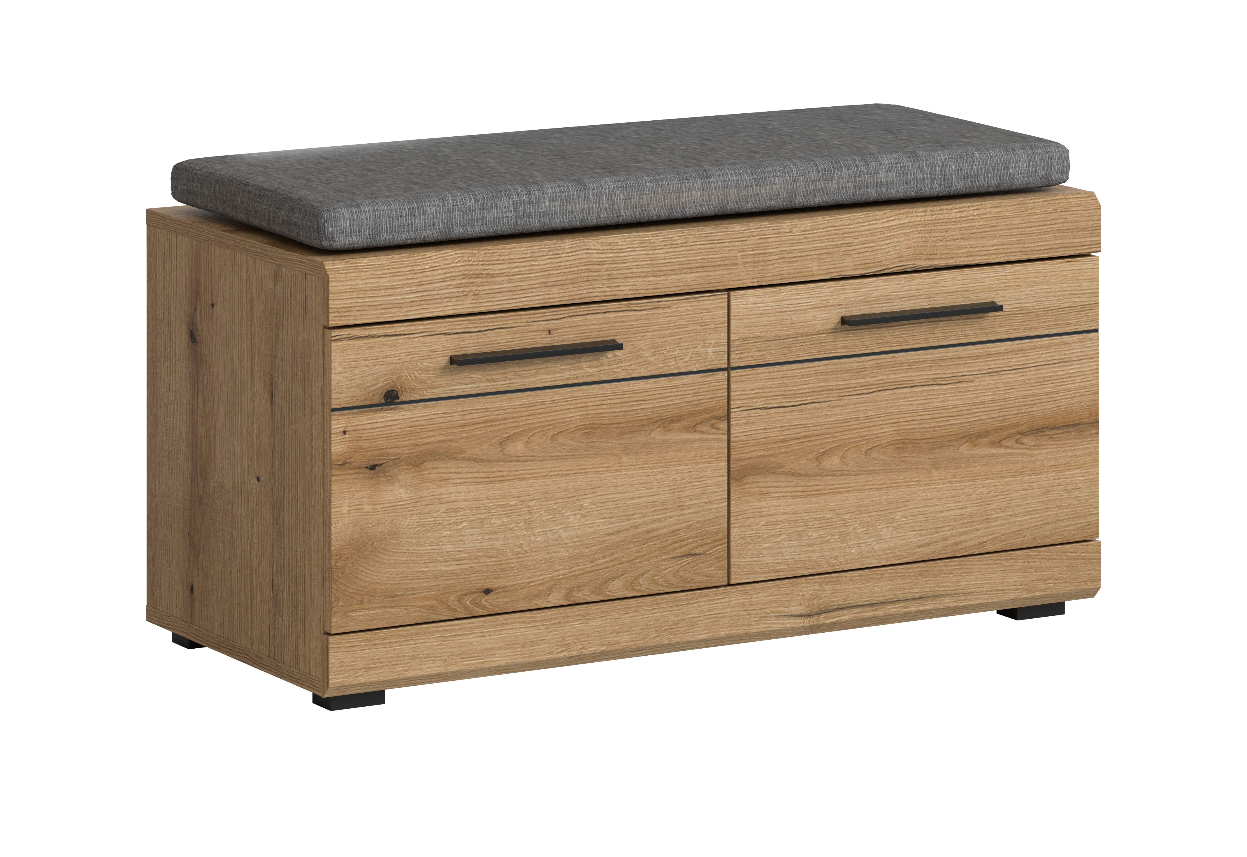 furnling Sitzbank Scott, mit Sitzkissen, 2 Türen, 4 Fächer, Breite 90 cm, Evoke Oak Nachbildung