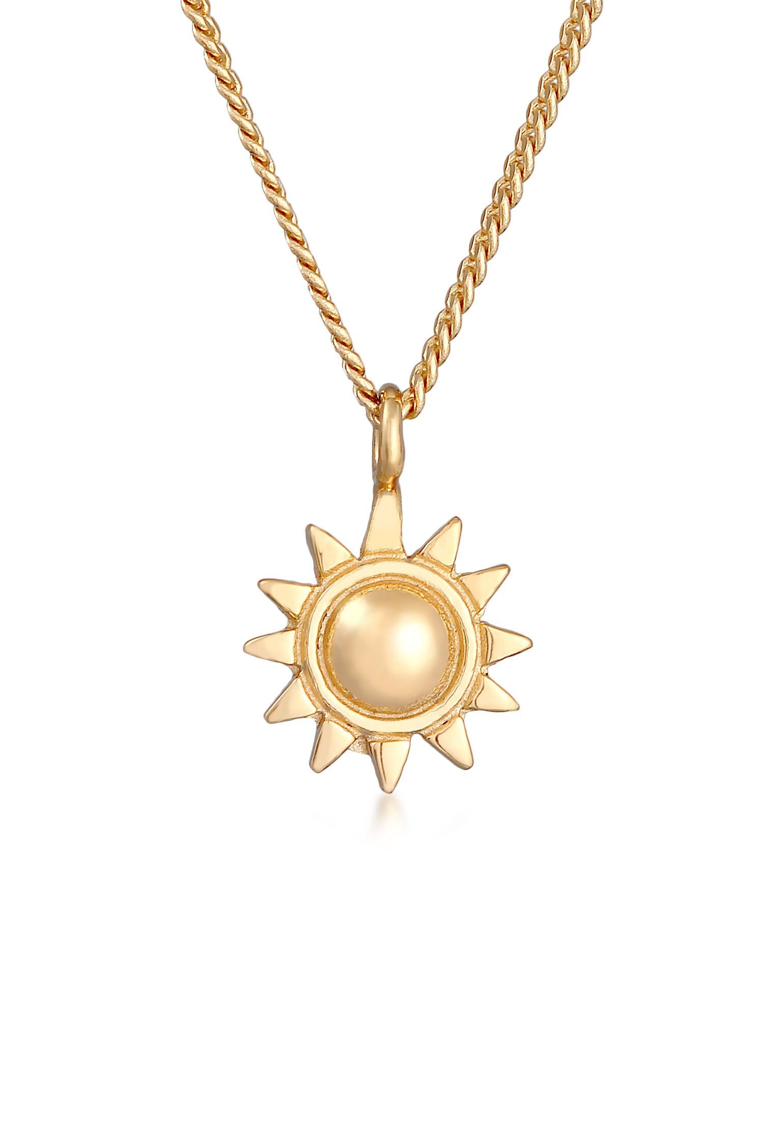 Elli Kette mit Anhänger Sonne Strahlend 925 Silber, Sonne Gold