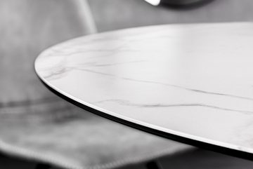 riess-ambiente Esstisch ALPINE 120cm weiß / schwarz (Einzelartikel, 1-St), Keramik · Glas · Metall · rund · Marmor-Design · 6 Personen · Modern