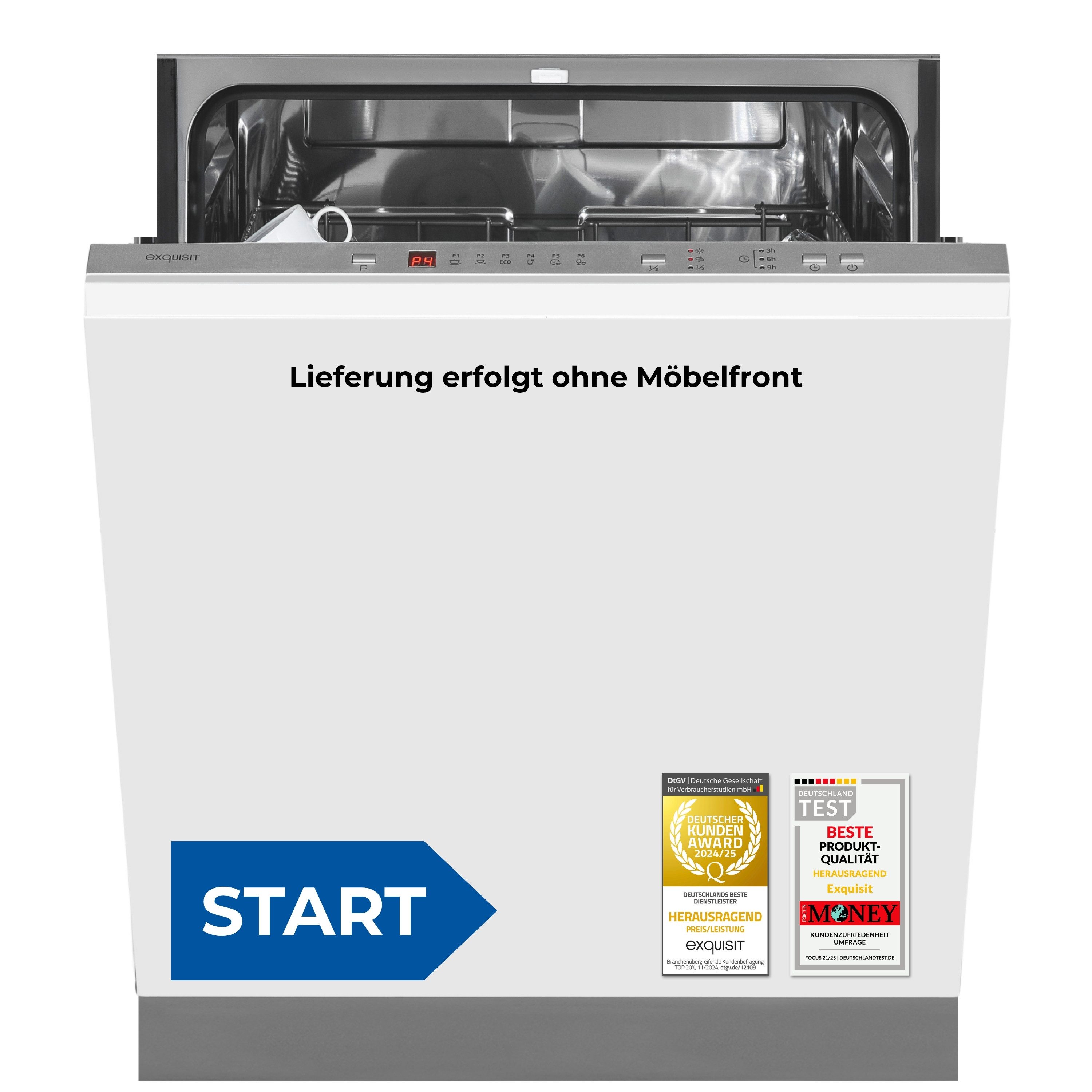 exquisit vollintegrierbarer Geschirrspüler EGSP56312-E-030E, 12 Maßgedecke, 6 Programme, Startzeitvorwahl, 12 Maßgedecke