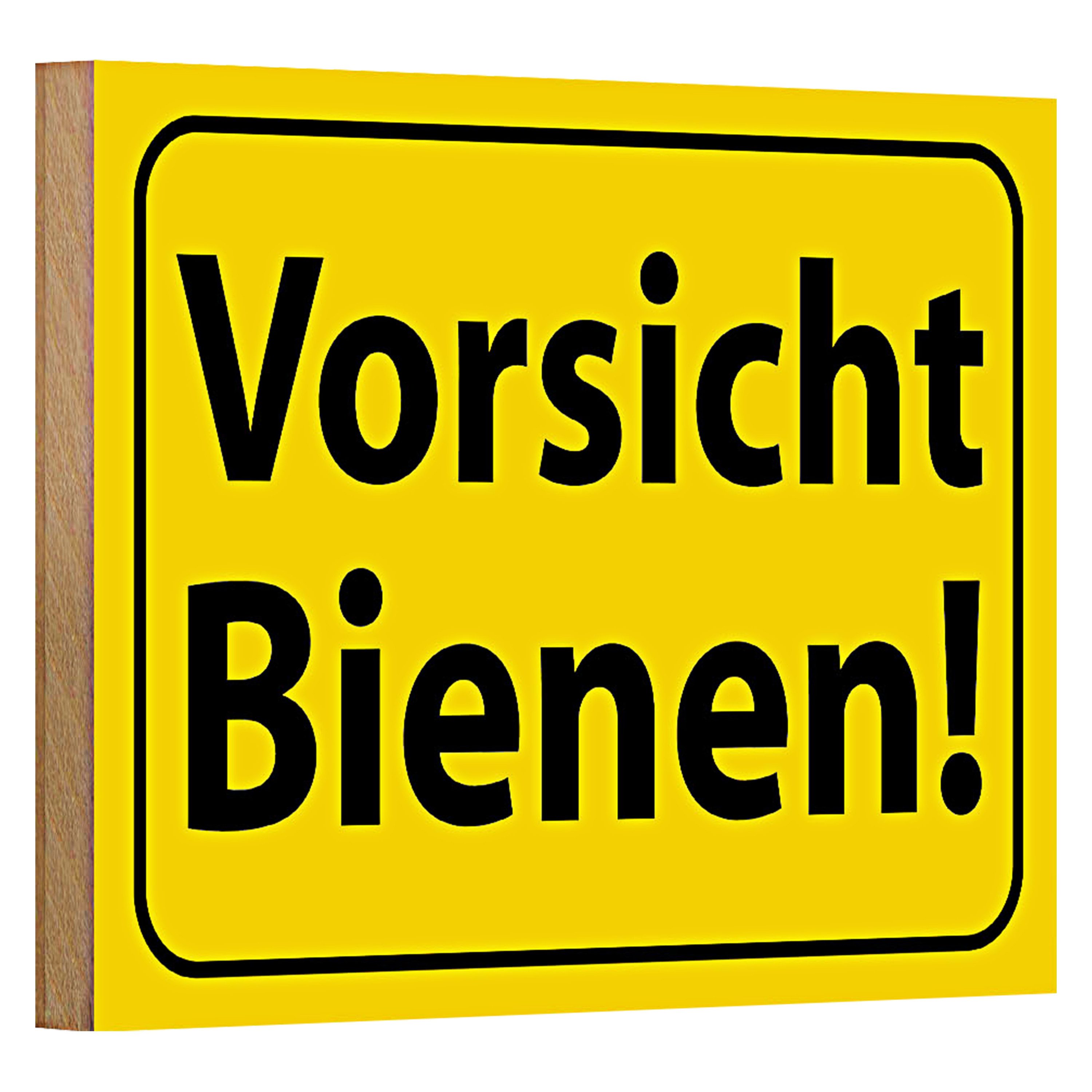 Roomando Holzbild Hinweis 18x12cm Vorsicht Bienen Honig Imker