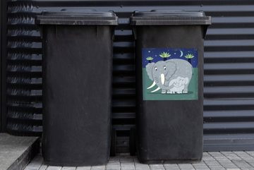 MuchoWow Wandsticker Eine Illustration eines großen Elefanten mit einem Elefantenbaby (1 St), Mülleimer-aufkleber, Mülltonne, Sticker, Container, Abfalbehälter