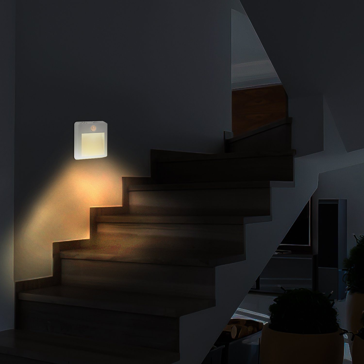 Clanmacy LED Nachtlicht Schlafzimmer Lampen Flure Toiletten für Dämmerungssensor Stück Nacht Nacht Smart Treppen Sensor Lampe Licht Sensor LED 2 Nachtlicht Saving