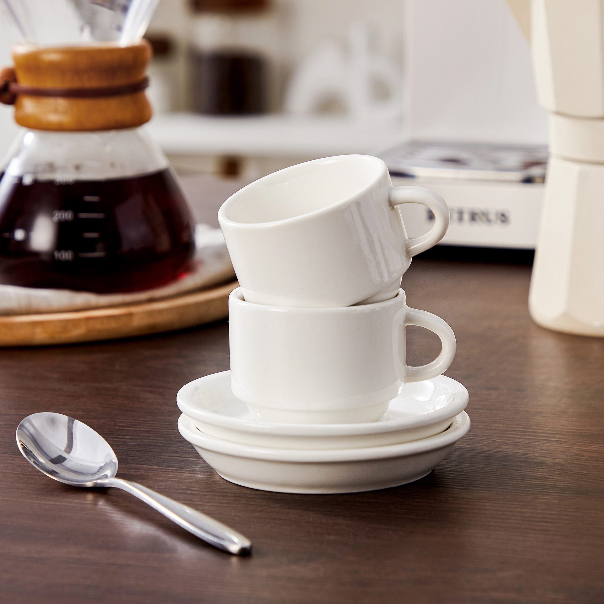 MALACASA Kaffeeservice Porzellan Espressotasse, Metallständer, Weiß/Schwarz/Marmor (6-tlg), 6 Personen, Porzellan – Bild 4 von 5