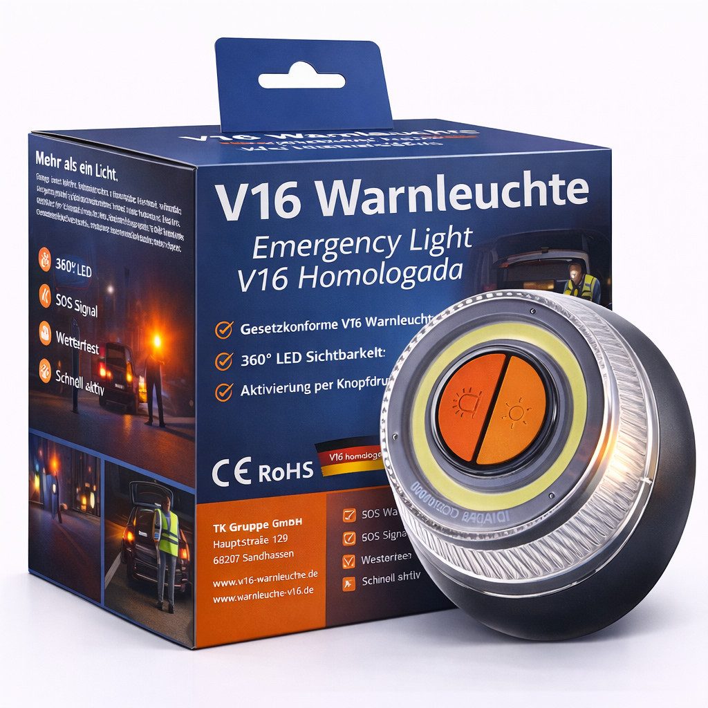 autogadget® LED-Warndreieck V16 Warnleuchte – EU-zugelassen, IDIADA 21020060 Warndreieck 2026, Warnlicht