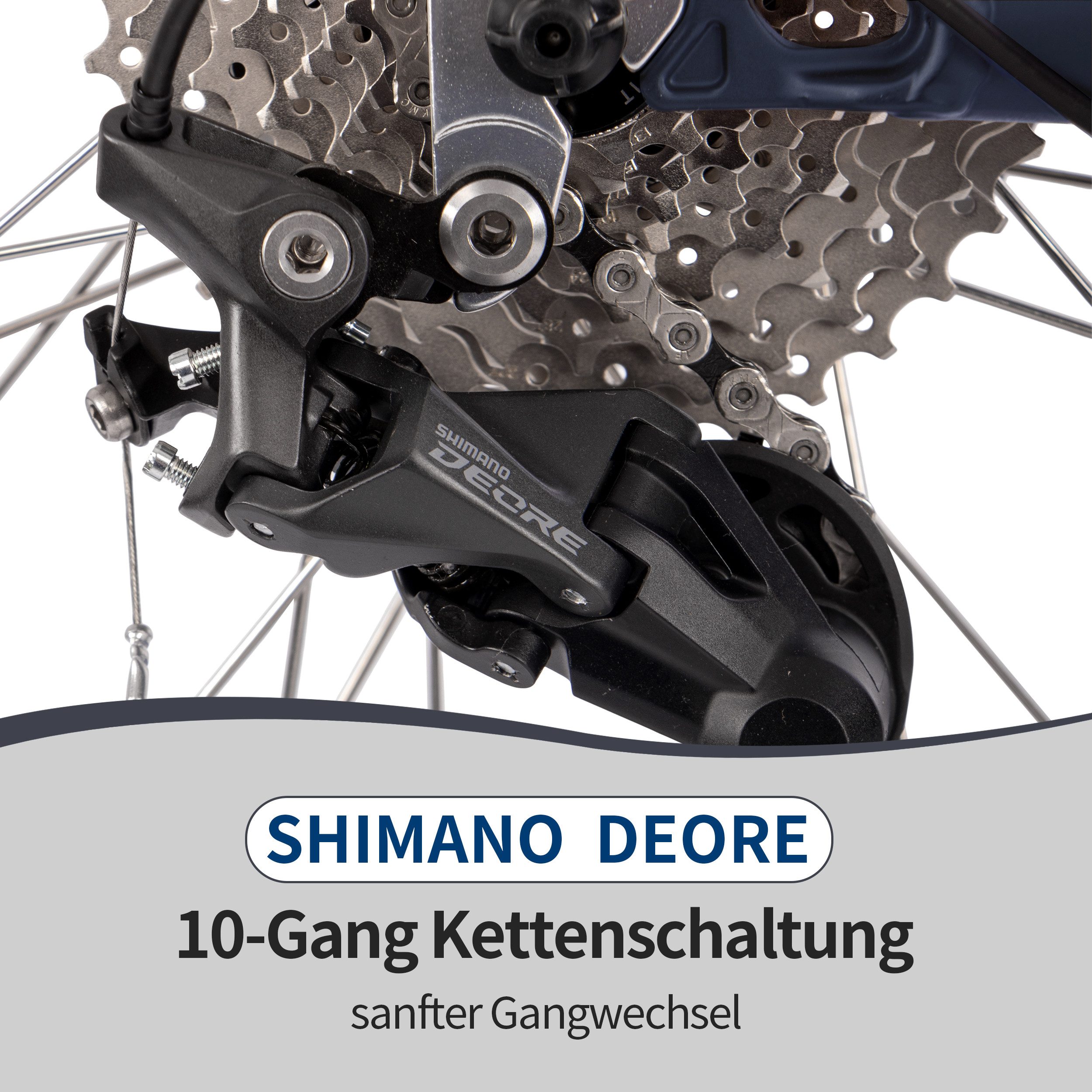 SAXXX E-Bike Trekkingrad Damen u. Herren 28'' SAXXX QSW, 540Wh, 60-100m, hydr. Scheibenbremsen, 10 Gang SHIMANO Deore Schaltwerk, Kettenschaltung, Mittelmotor, 540 Wh, (mit entnehmbarem Akku, mit Akku-Schlüssel, mit Gepäckträger), 25km/h, Pedelec E-Trekkingrad mit Tiefeinstieg, 130kg