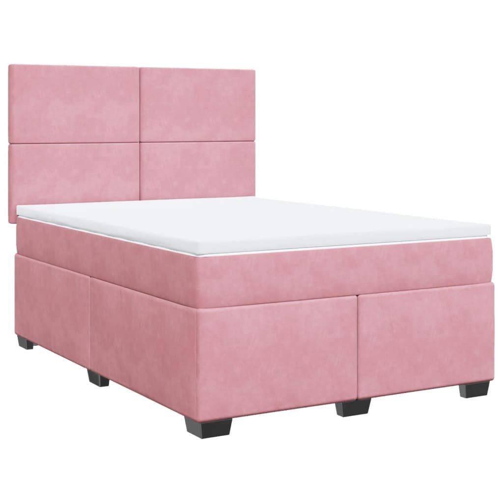 vidaXL Bett Boxspringbett mit Matratze Rosa 140x200 cm Samt