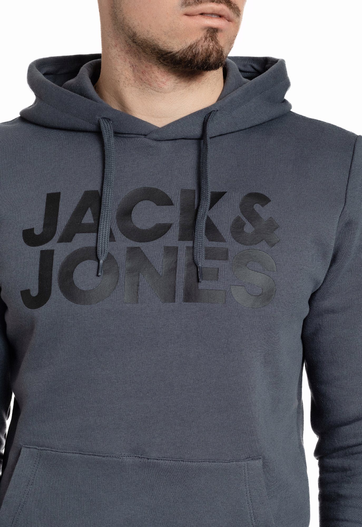 Jack & Jones Kängurutasche mit Darkslate-Black Kapuzensweatshirt