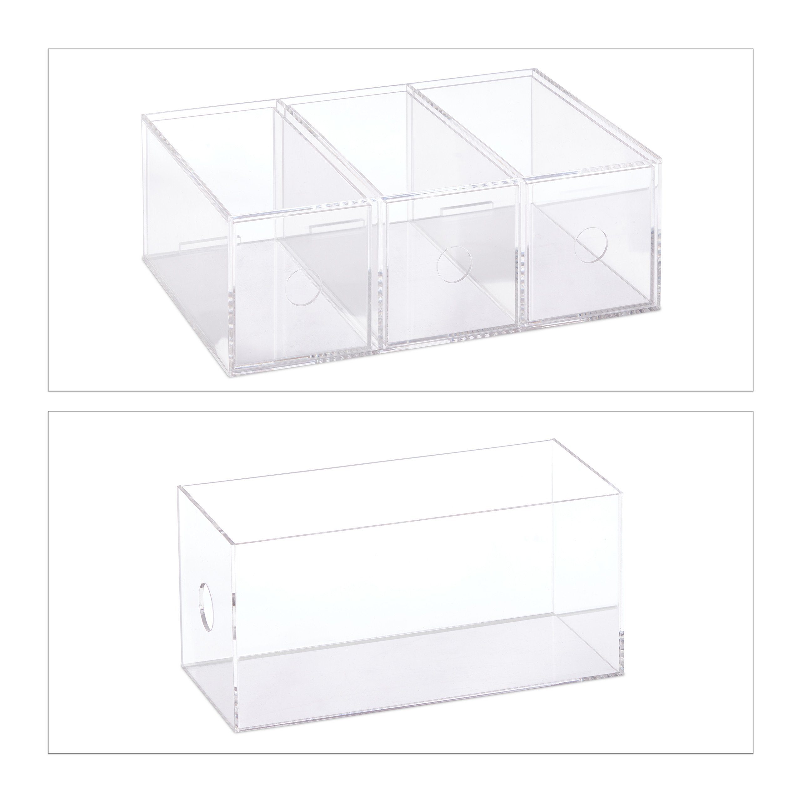 Kunststoff mit Teebox Schubladen, relaxdays Transparente Teebox 3