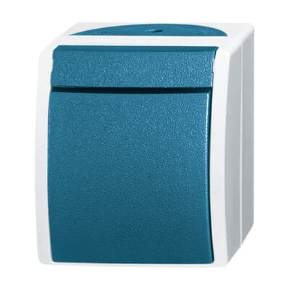 Busch-Jaeger Schalter Wipptaster 1 Schließer grau/blaugrün - ocean® AP 2621 W-53