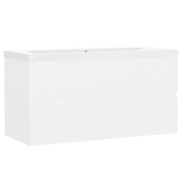 vidaXL Waschtisch Waschbeckenunterschrank mit Einbaubecken Weiß Spanplatte 91 cm
