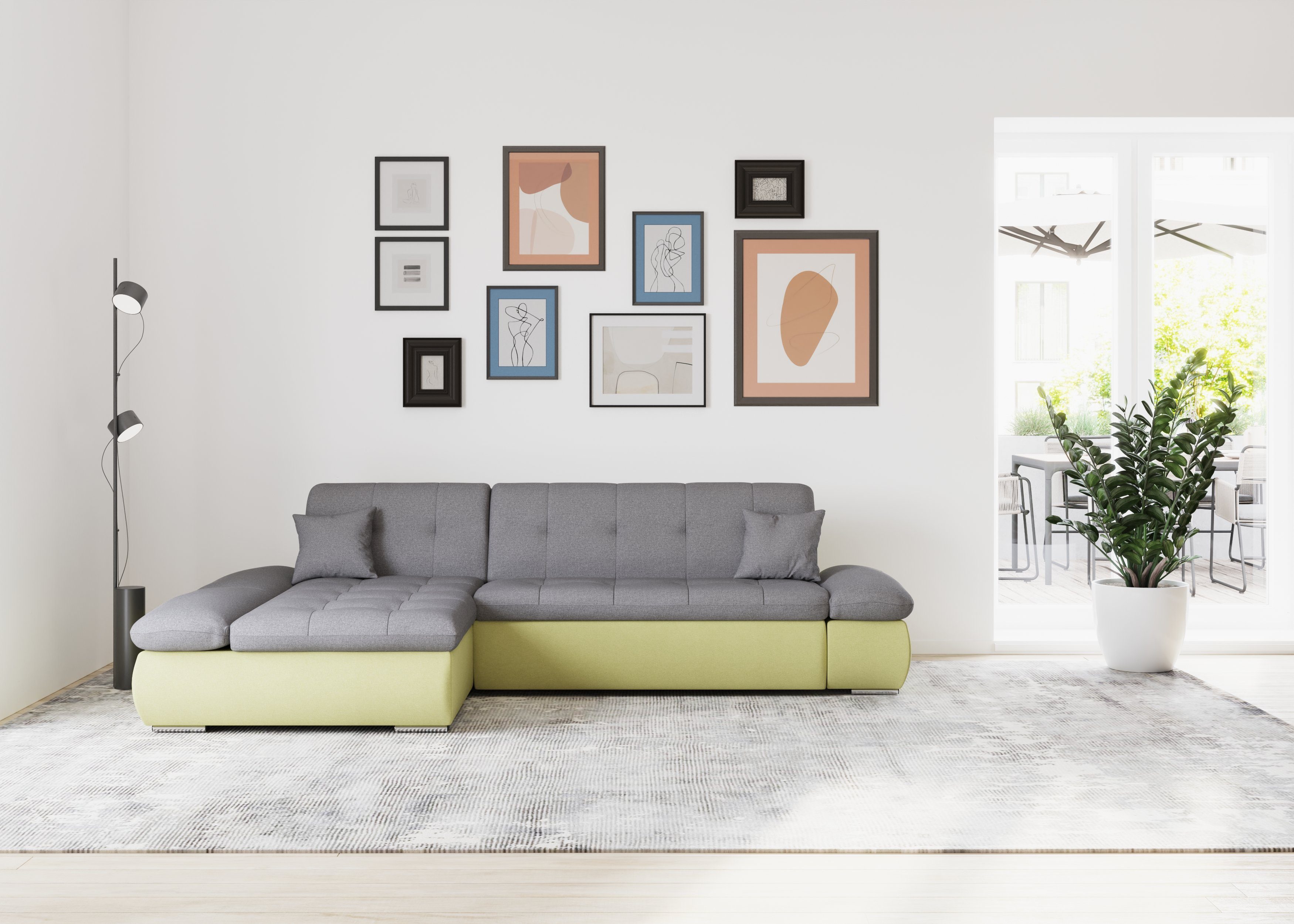 DOMO collection Ecksofa Moric B/T/H 300/172/80 cm, auch in Cord, L-Form, XXL-Format, wahlweise auch mit Bettfunktion und Armverstellung