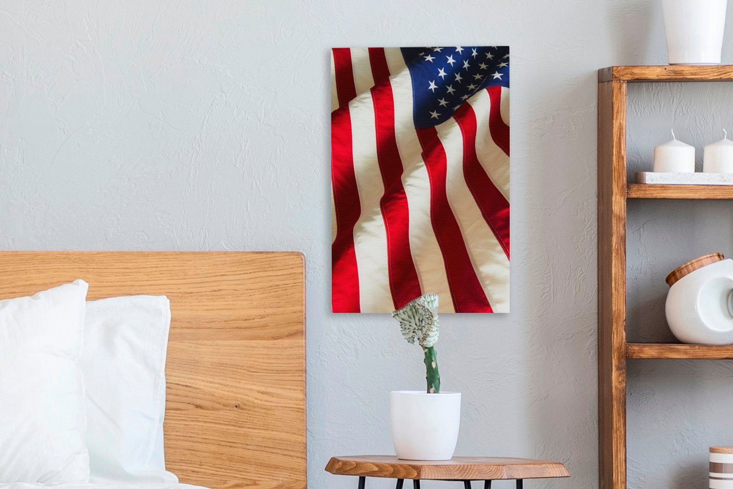 20x30 der inkl. Zackenaufhänger, fertig cm OneMillionCanvasses® Flagge St), Gemälde, Leinwandbild bespannt Vereinigten Staaten, (1 Leinwandbild