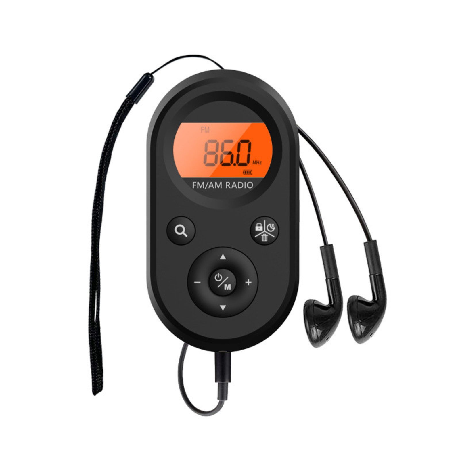 Tekoo Mini Taschenradio UKW/MW, Akku & Kopfhörer, für Sport & Joggen Radio (UKW (FM), MW (AM), Automatischer Sendersuchlauf, Senderspeicher, DSP-Filterchip, Sleep-Timer, Soft-Orange Hintergrundbeleuchtung)
